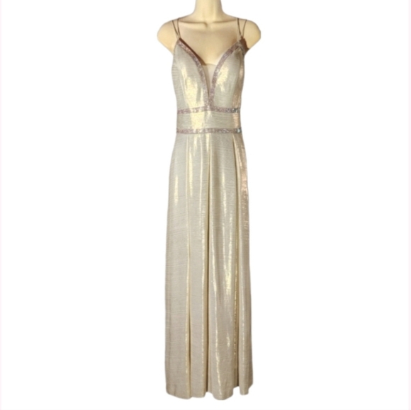 Camille La Vie Dresses & Skirts - Camille Dress Metallic Sweetheart Rhinstrone Long  Champagne Plus Size 14